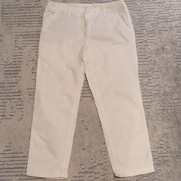 LOFT White Straight-Leg "The Slim" Pants - Picture 2 of 8